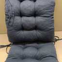 Lokex Rocking Chair Cushion 4 Inch Extra Thick, Cushions for Rocking Chairs Set of Seat and Back with Ties, Linen Fabric Indoor Outdoor Rocker, 17x21 & 17x17 Inches (Dark Blue-1)