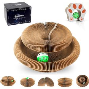 Kitty Foldable Cat Scratching Board & Interactive Toy With Ball - Indoor Cat Scratcher