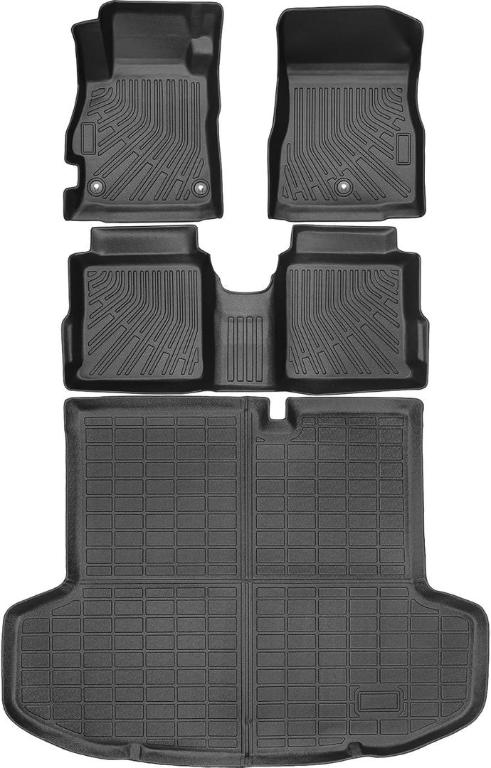 Floor Mats & Cargo Liner Custom for 2020-2025 Nissan Versa All Weather Protection TPE Floor Liners Front& Rear Row Full Set Nissan Versa Accessories, Black