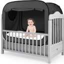 Poray Pop up Baby Privacy Bed Tent Sleeping Crib Tent Cover for Toddler,Blocks 80% Light with Monitor and Fan Pouch Design with Zipper Doors,Breathable Mesh Windows