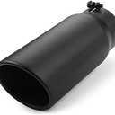 Exhaust Tip 5" Inlet, A-KARCK Exhaust Tailpipe Tip 5" Inlet 6" Outlet 15" Long Black Coating Bolt On for Pickup Truck Tailpipe