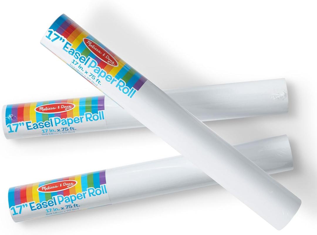 Melissa & Doug Deluxe Easel Paper Roll Replacement (17 inches x 75 feet) - 3-Pack - FSC Certified