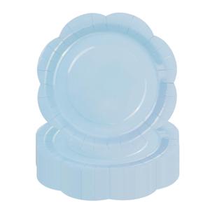 KFJBPB 30 Pack Blue Paper Plates 9 Inch, Disposable Scalloped Plates Cake Dessert Plate for Dinner Baby Shower Wedding Bridal Shower Birthday Party Supplies (Blue, 9 inch)