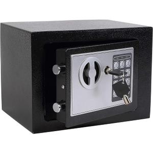 Yuanshikj Safe Box with Electronic Keypad, Small Hidden Steel Security Lock Box with Key, 0.23 Cubic Feet, 9.05" W x 6.69" D x 6.69" H, for Jewelry Gun Cash Use Storage money (BLACK)
