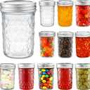 YEBODA Pack of 12 Mason Jars 8 oz Glass Jars with Lids and Bands Canning Jars Ideal for Preserving, Jam, Honey, Jelly, Wedding Favors, Shower Favors, Sauces, Yogurt, DIY Spice Jars