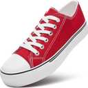 ZGR Womens White Tennis Shoes for Women,Lace up Canvas Sneakers,Casual Walking Canvas Shoes (9.5, Red)