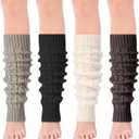 Jspupifip Women Ballet Leg Warmers, 80s Cable Knit Long Legwarmer Extra Soft Leg Warmer for Yoga Ballet Dance (Black, Dark Gray, Light Gray, White)