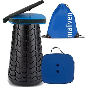 Collapsible Camping Stool with Seat Cushion & Nylon Bag, Square Portable Telescopic Stool, Lightweight Sturdy Foldable Stool for Camp Fishing Picnic, Max Load 550 lb