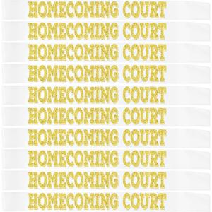 10 Pcs Homecoming Court Sashes with Gold Glitter, White Homecoming Court Sash for Homecoming King and Queen Sashes Cosplay Pageants Homecoming Party Dance Graduation Party Favors