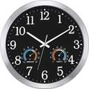 Caysie 16 Inch Large Outdoor Clocks Waterproof with Thermometer Combo-Black