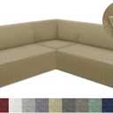 ALIECOM Corner Sectional Couch Covers L Shape Sofa Covers Washable Reversible Couch Cover for Sectional Slipcover U Shape Pet Dogs Furniture Protector with Elastic Straps (Khaki, XX-Large)
