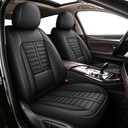 2 Front Seat Covers Fit for Jeep Grand Cherokee 2005-2025 2026, Premium Car Seat Covers Cushion with Lumbar Support Waterproof Faux Leather Vehicle Seat Protector (2 Seat, Black)