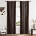 Guken Brown Blackout Curtains 84 Inch Length 2 Panels Set for Living Room Bedroom Back Tab Thermal Insulated 100% Black Out Linen Drapes Room Darkening Window Curtains 52 Inches Width
