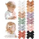 Niceye Baby Hair Clips - 24 Pcs Fully Lined Hair Bow Clips for Fine Hair Cotton Tiny Hair Barrettes for Infants, Toddlers, and Little Girls (Terracotta)