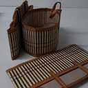3 Set Baskets for Gifts Empty, Large Woven Bamboo Gift Basket Kit with Handles, Sturdy Empty Gift Baskets to Fill for Baby Shower, Birthday Party Wrapping Gift - 3 Cellophane Wrap Bags, 3 Gift Cards