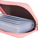 Easyoulife Genuine Leather Credit Card Holder Zipper Wallet With 26 Card Slots (small, Pink)
