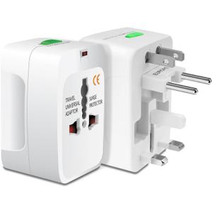 Portable Worldwide Universal Power Adapter All in One International Out of Country Travel Wall Charger Plug for Wall Plug Input in USA EU UK France Italy Australia India Outlets by Cellet