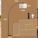 EDISHINE 78.3 Modern Arc Floor Lamp with Remote, Tall Black Standing Lamp with Stepless Dimmable Bulb & 5 Color Temperature, Curved Mid Century Floor Lamps for Living Room, Bedroom, Nursey