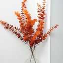 Avoik 3 PCS Large Artificial Branches 31.4 inches Fall Artificial Eucalyptus Leaves Fake Faux Plastic Tall Stem Autumn Plants for Indoor Outdoor Table Centerpiece Fireplace Halloween Home Decor