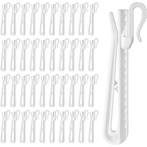 JJUNW 150pcs Plastic Curtain Hooks, Adjustable Pinch Curtainhook Clips, Curtain Pleat Hooks, Ratchet System Pinch Pleat Curtainhook for Window-Curtain Door-Curtain Shower-Curtain