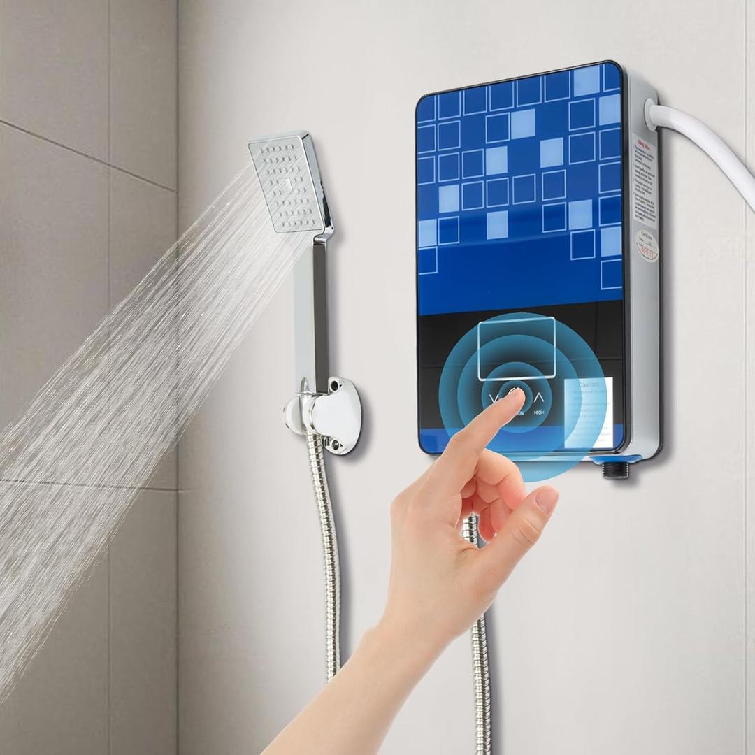 Tankless Electric Hot Water Heater,4500W 110V Instant Water Heater On Demand Bath Shower with LED Screen Display for Bathroom,Bathtub,RV,Whole House,Shower,w/Overheating Protection (Blue)