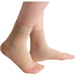 Medical-Grade Plantar Fasciitis Socks, Achilles Tendonitis Relief (Pair) Ankle Compression Sleeve for Sprain, Foot Swelling & Fatigue - Ankle Support Socks for Everyday Use- 20-30 mmHg (Beige, Black) (Medium)