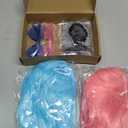 MEEZY 2 Pcs Colorful Bob Wigs with Bangs Pink Sky Blue for Women, Neon Funny Wig Short Bob Hair with Heart Sunglasses Hair Cap for Halloween Costume Cosplay Birthday Bachelorette Party Carnival