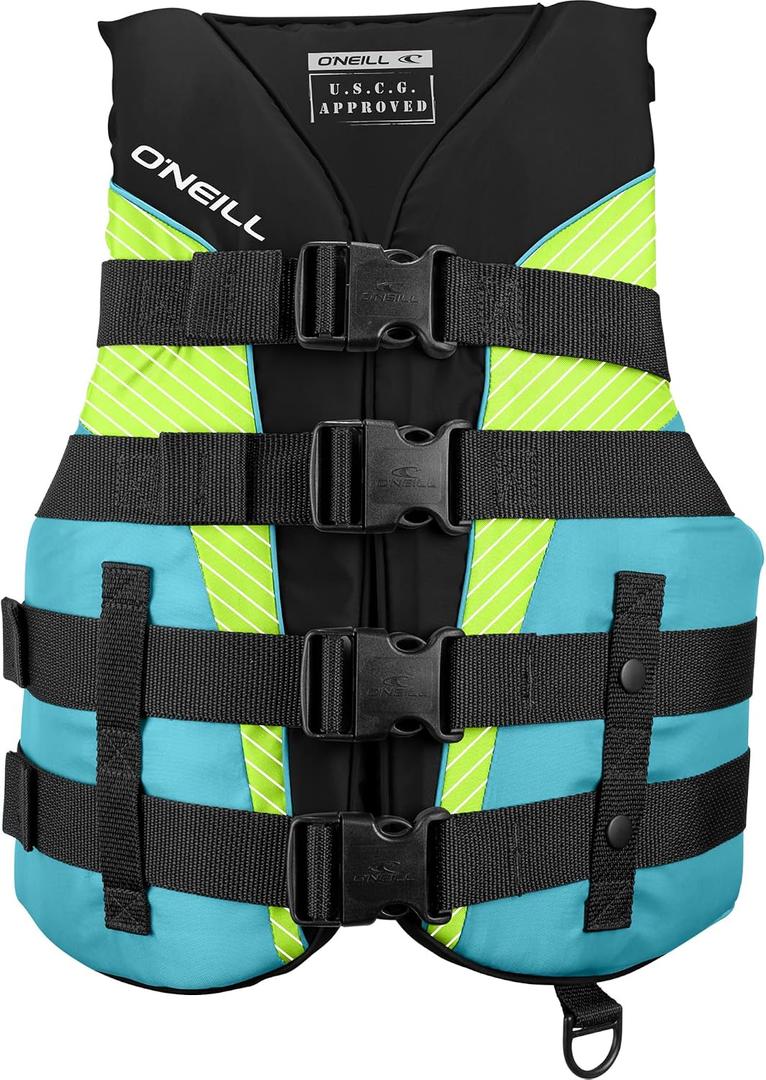 O'Neill Women's SuperLite USCG Life Vest, Black/ Turquoise/ Lime/ Turquoise, Medium