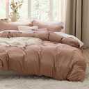 Bedsure Color: 02 - Mocha Mousse Duvet Cover Queen Size - 3 Pieces Prewashed Cotton-Like Polyester Extra Soft Bedding Set, Includes 1 Duvet Cover 90x90 Inches with Zipper Closure & 2 Pillow Shams, No Comforter