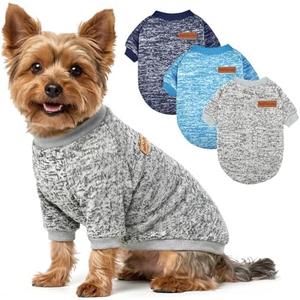 3 Pack Dog Sweaters for Small Dogs Girl Boy Winter Fleece Clothes Warm Soft Dog Sweatshirt Outfit for Dogs Cats Pet Apparel XL (Back: 17.7", Chest: 22.8", 18-22 lbs)