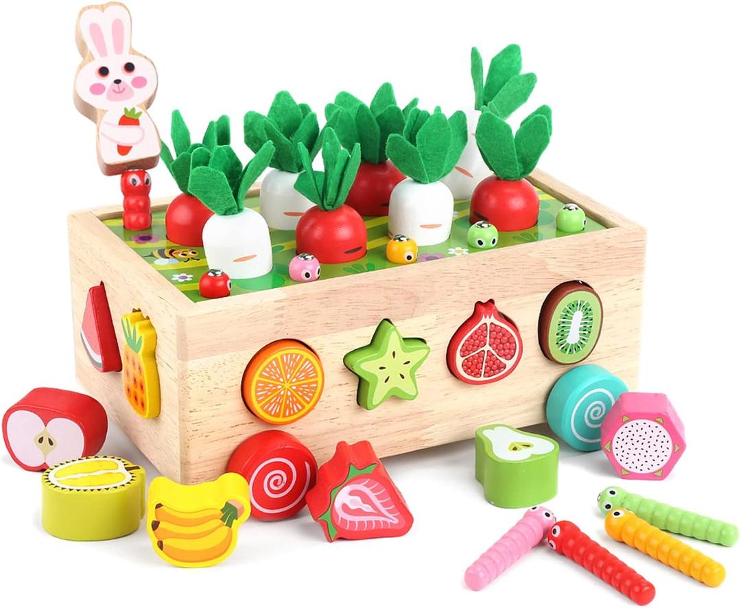 Toddlers Montessori Wooden Educational Toys for Baby Boys Girls Age 1 2 3 Year Old, Shape Sorting Toys 1st One First Birthday Girl Gifts for Kids 1-3, Wood Preschool Learning Fine Motor Skills Game, Middle