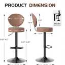 Swivel Bar Stools Set 2, Adjustable Height Suede-Like Leather Brown | Counter Height Stools with Back, Tall Armless Modern Bar Chair for Kichen Island, Height Adjust 24.02"-31.89", 360° Swivel