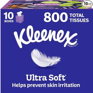 Kleenex Ultra Soft Facial Tissues, 10 Cube Boxes, 80 Tissues per Box