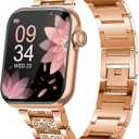 Compatible for AKUMAKA Smart Watch Bands, 22mm Jewelry Bling Diamond Metal Dressy Strap Accessories Sports Band for Men Women Compatible with AKUMAKA G39, T90, 209DK Smart Watch (Rose Gold)