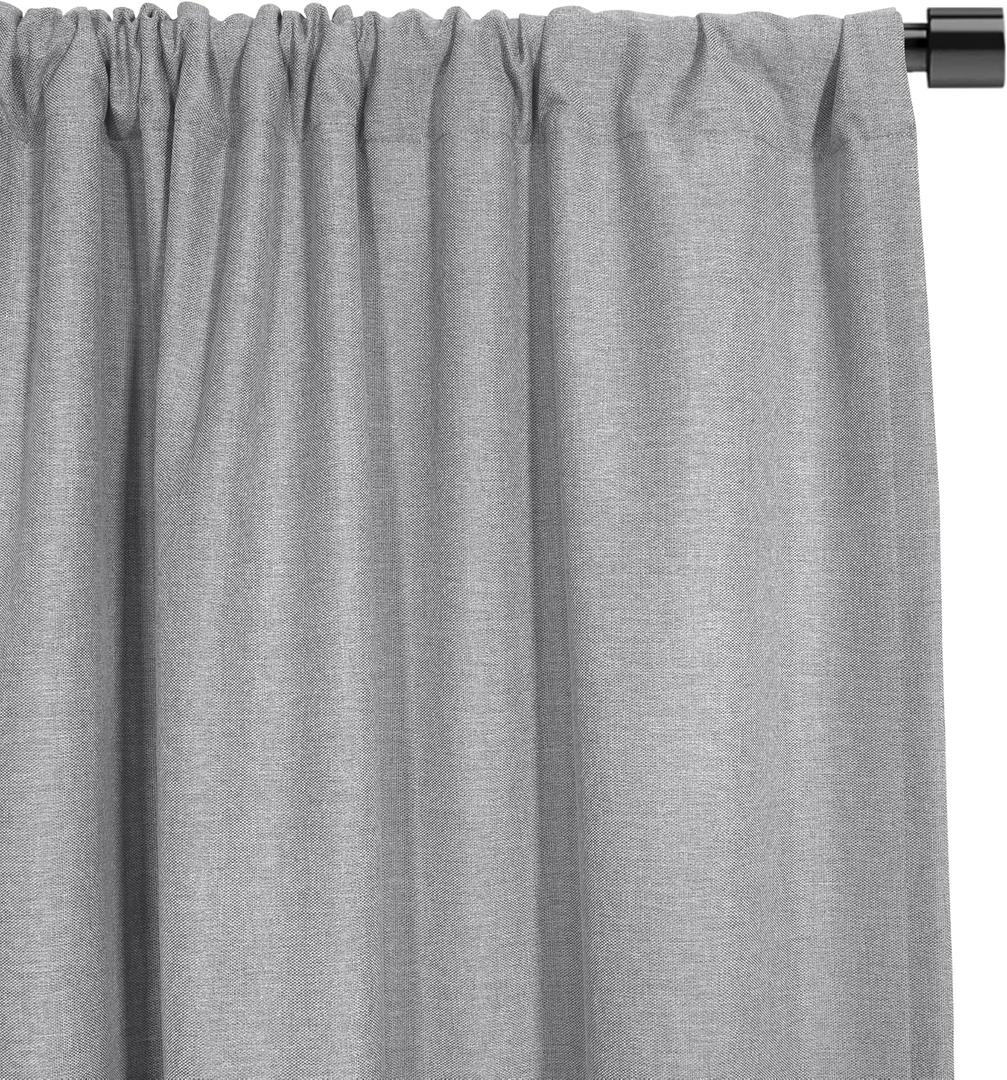 SUN+BLK Bradley Total Blackout Curtain Textured Thermal Insulated 1 Panel with Rod Pocket, Grey 52x63 inch
