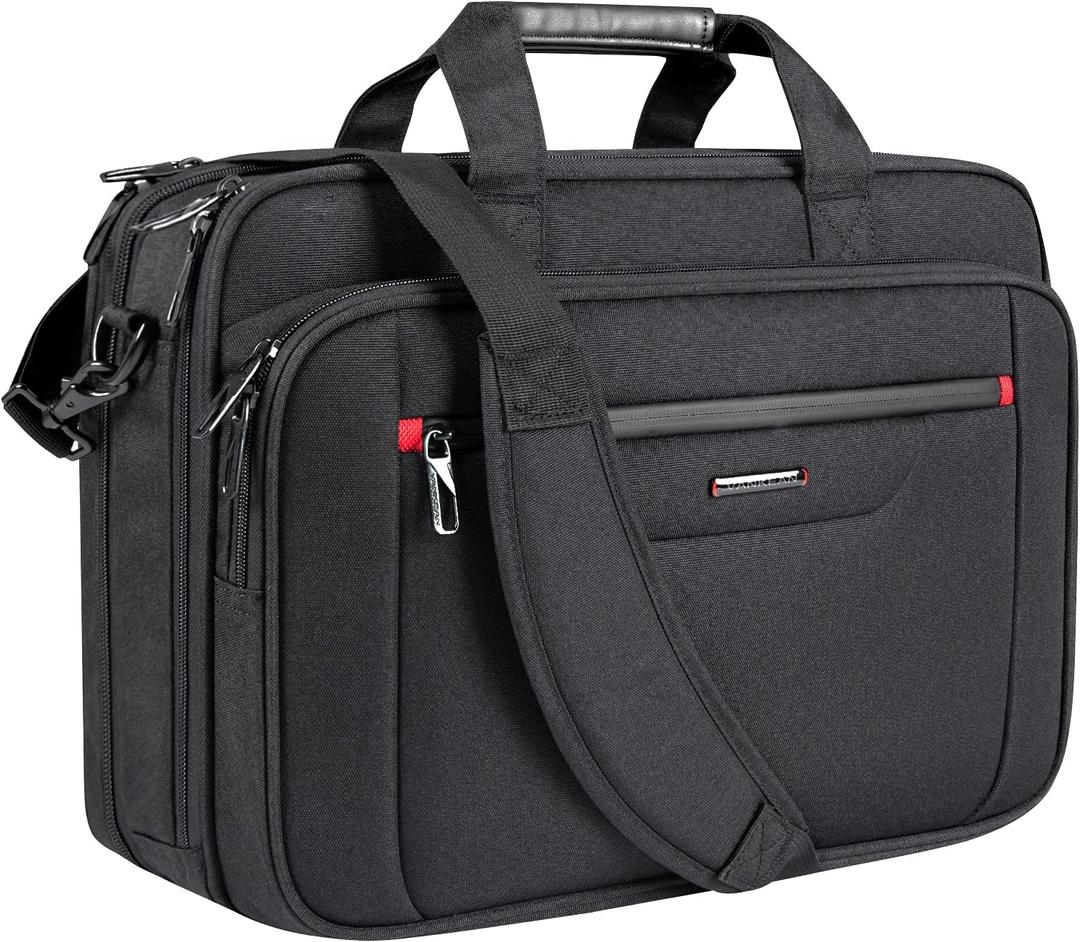 VANKEAN Laptop Briefcase Premium Laptop Case Fits Up to 17.3 Inch Business Shoulder Bag Laptop Expandable Water-Repellent Messenger Bag for Men/ Women Computer Bag for Travel/ Business/ Black, 18.5