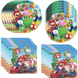 40pcs Super Bros Party Supplies include 20 Plates, 20 Napkins for the Super Bros Birthday Party Decoration