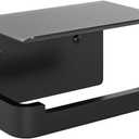 Toilet Paper Holder with Phone Shelf, Matte Black Toilet Paper Holder Wall Mount, Rustproof Stainless Steel Bathroom Storage (Metal)