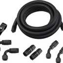 Ucreative 8AN CPE Fuel Hose Line Fitting Kit AN8 Nylon Braided Fuel Hose 10FT Black ID: 0.43 inch (11mm)