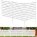 Metal Privacy Fence Panels for Outside, 42" H x 38" W (3 Panels) Air Conditioner Fences, Pool Equipment Enclosure Trash Can Fence, No Dig Privacy Screen Fencing for Outdoor, White