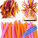 50 Pcs Heatless Spiral Hair Curlers 22inch Magic No Heat Hair Curls For Long Hair 6Pcs Styling Hooks DIY Hair Rollers Setpink-orange