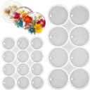 25 Cavity Resin Keychain Molds, Round Silicone Molds Flat Resin Ornament Mold Drilled Round Earrings Pendant Mold Resins Jewelry Keychain with Hole for DIY Pet Tag Earrings Wind Chimes Casting