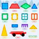 HAS Happiness and Surprise 100 pcs Magnetic Tiles,Dinosaurs Magnetic Tiles Building Blocks with Storage Drawing Bag,3D Magnet Puzzles Toys for Preschool