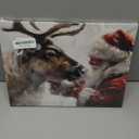 Santa's Reindeer Framed Christmas Canvas Wall Art for Living Room, Winter Pictures Wall Decor Canvas Prints for Bedroom, Santa Christmas Gifts, 11,5x15 Poster Artwork for Wall Decorations