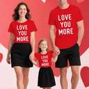 Family Valentines Shirts Couples Matching Valentine T-Shirt Love You More Mommy and Me Tee Tops (Red)