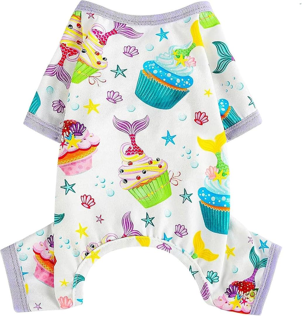 Dog Pajamas Pet Clothes for Small Dogs Girl Boy Soft Stretchy Spring Summer Puppy Cat Pjs Jammies Outfit Male Female (Cake)