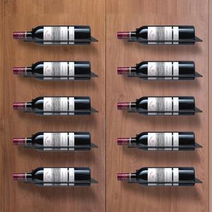 GeLive Wall Mounted Wine Bottle Holder Individual Wine Rack Aluminum Alloy Wine Collection Display Storage Organizer on Wood Surface Concrete Wall Kitchen Bar Home Wall Decor Matte Black 10 Pcs