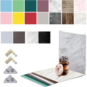 9PCS 18Patterns 24x24IN Double Sided Photography Background Boards Waterproof Reusable Photo Backdrops for Product Food Jewelry Cosmetics Props (Blue Pink Yellow)