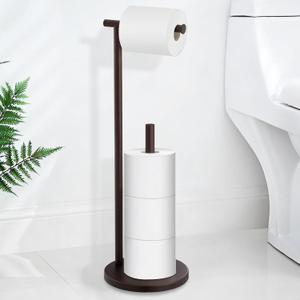 Free Standing Toilet Paper Holder Stand, Oil Rubbed Bronze Toilet Paper Holder with Storage for Jumbo Mega, Housen Solutions