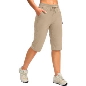 G Gradual Women's 15'' Long Shorts Below The Knee Hiking Cargo Capris Stretch Quick Dry Bermuda Shorts for Women with Pockets (XXXL)